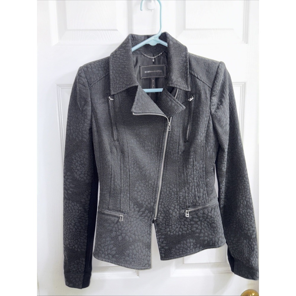 BCBGMAXAZRIA Elegant Black  Moto Style Jacket Women's Size XS
